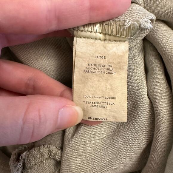 Carly Jean LA Sage Green Shift‎ Dress L Minimalist Capsule Wardrobe Coastal Chic - Picture 8 of 8